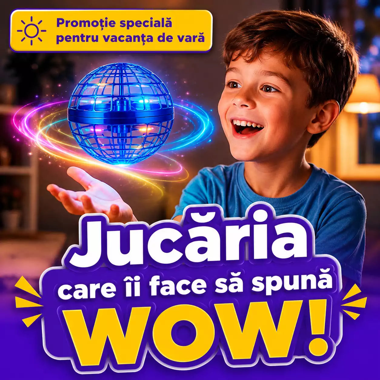 Dronă Zburătoare cu LED — Distracție Fără Ecran, Fără Telecomandă