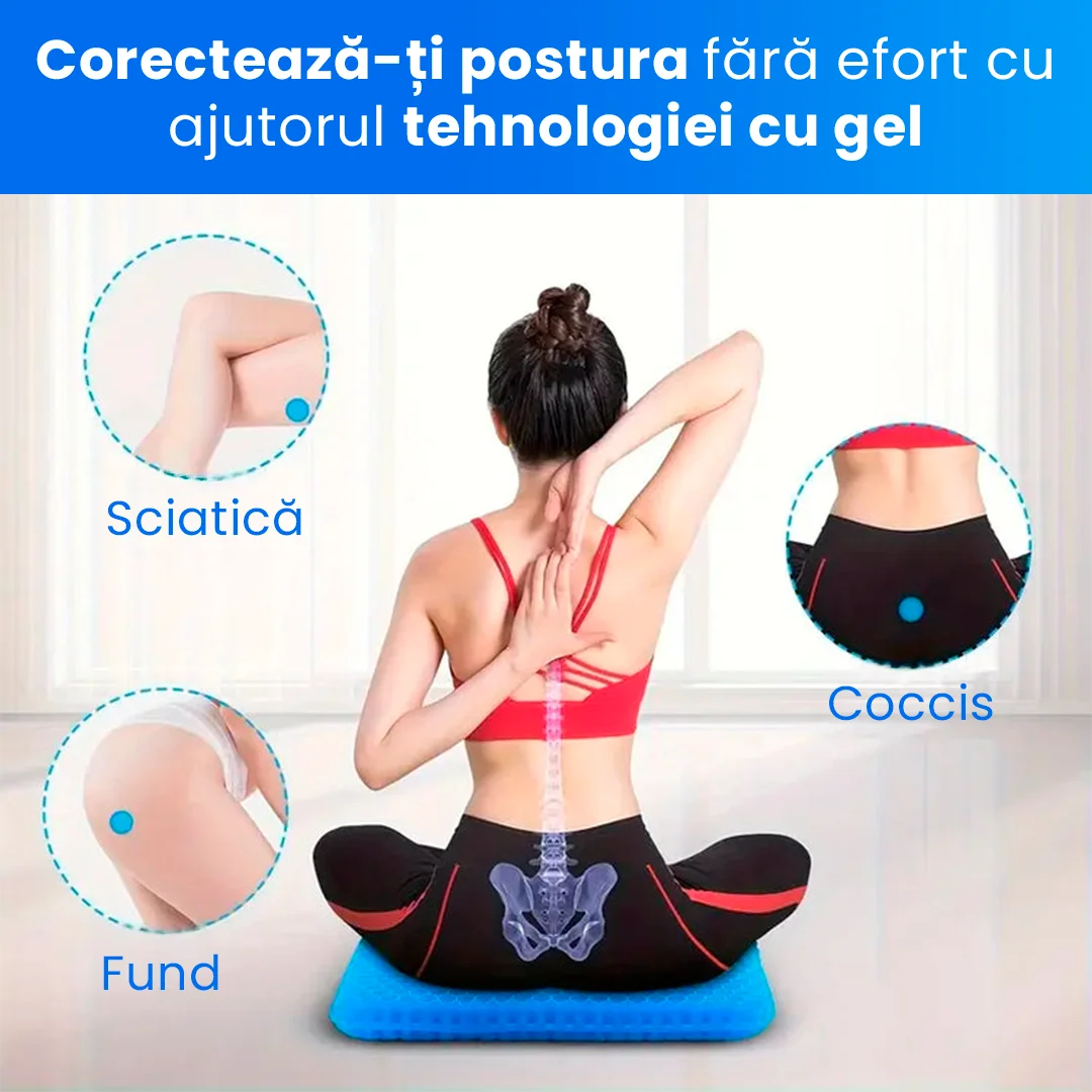 Pernă Ortopedică cu Gel SitWell – Îmbunătățește Postura și Oferă Confort la Birou sau în Mașină