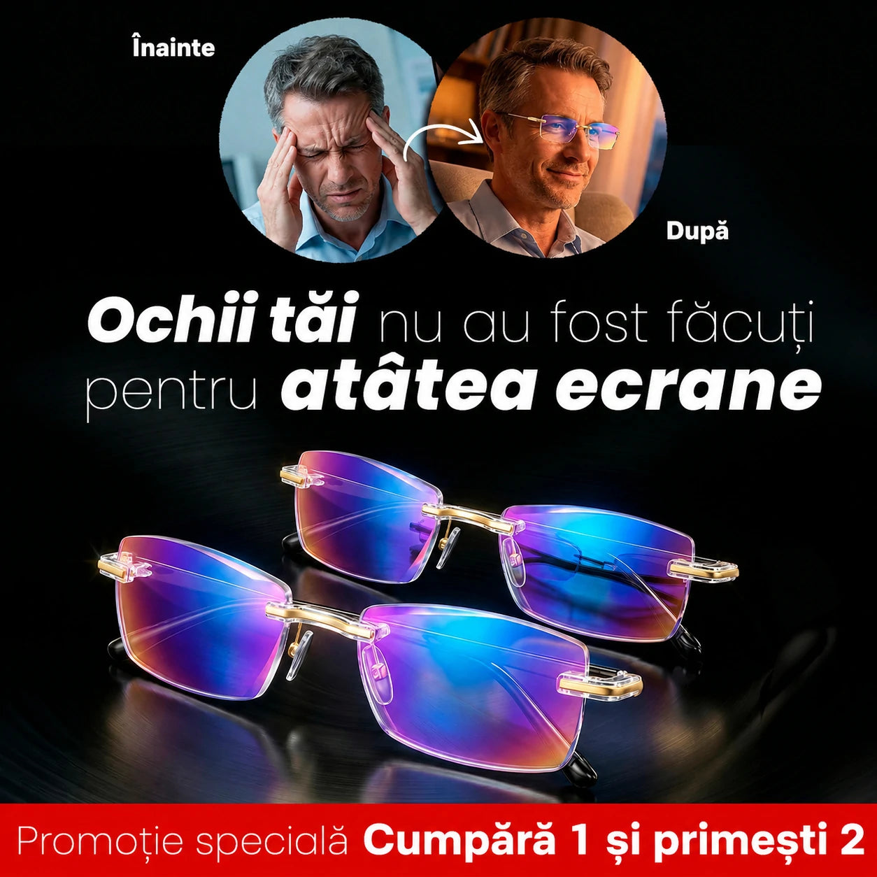 Cumpără 1 și primești 2, Ochelari SmartView 3 în 1 pentru confort vizual maxim